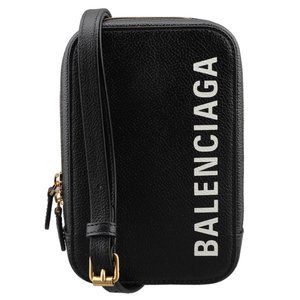 NEW Balenciaga Black Printed Logo Leather Crossbody Shoulder Bag